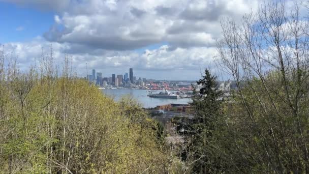 West Seattle Cityscape Visto Desde Luna Park Washington Estados Unidos — Vídeos de Stock