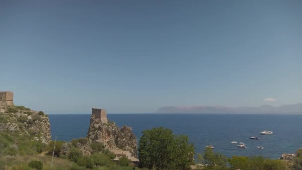 Panoramiczny Widok Góry Plaży Scopello Sycylia — Wideo stockowe