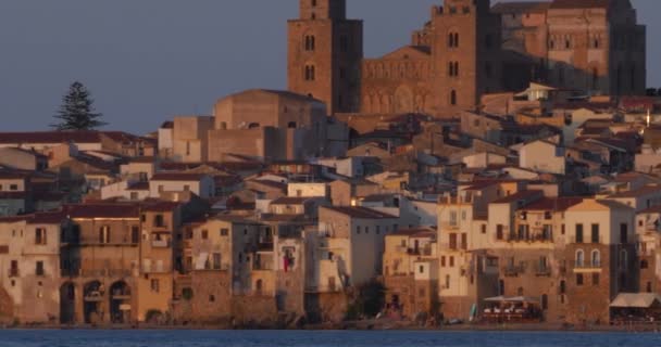 Een Prachtig Uitzicht Oude Stad Cefalu Sicilië Italië Opname Toont — Stockvideo