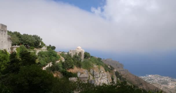Una Panoramica Erice Centro Storico Situato Sopra Trapani Sicilia — Video Stock