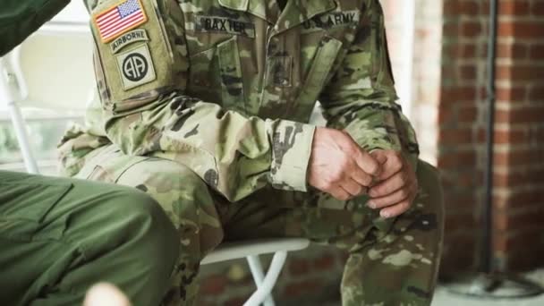 Anonymous Soldier Emotional Support Group Session Post Traumatic Stress Disorder — Stock Video