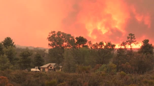 Incendio Masivo Extendiéndose Través Del Arbusto Hacia Propiedad Fairview Fire — Vídeos de Stock