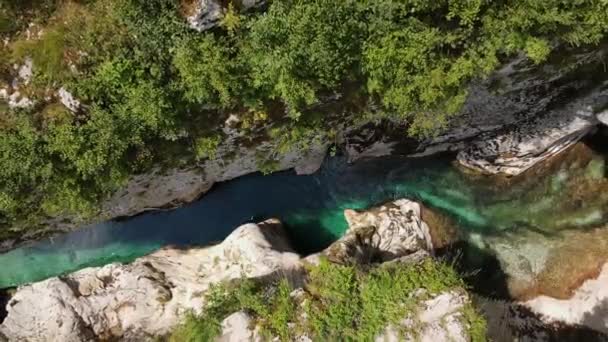 Une Belle Vue Sur Rivière Soa Avec Drone Slovénie — Video