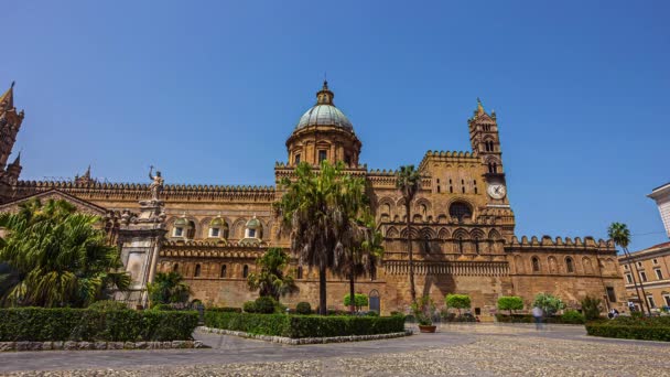 Catedral Monreale Palermo Sicília Itália Grupo Turismo Posar Para Fotos — Vídeo de Stock