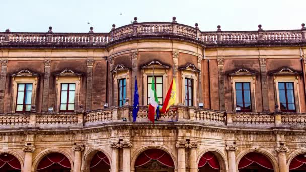 Noto Sicilya Talya Daki Palazzo Ducezio Gündüz Kuşağı — Stok video