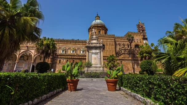 Catedral Palermo Sicília Itália Lapso Tempo Com Turistas Andando Por — Vídeo de Stock