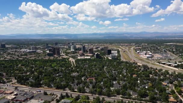 Široký Letecký Pohled Denver City Coloradu Usa Pěkného Počasí — Stock video