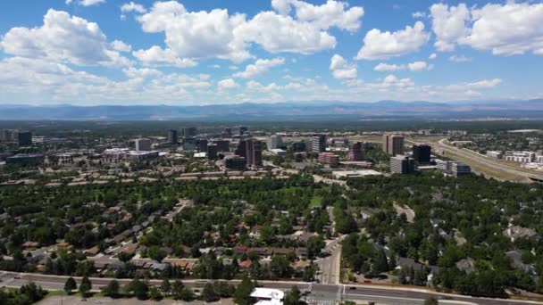 Denver Colorado Cityscape Vue Centre Ville Bâtiments Maisons Routes Entouré — Video