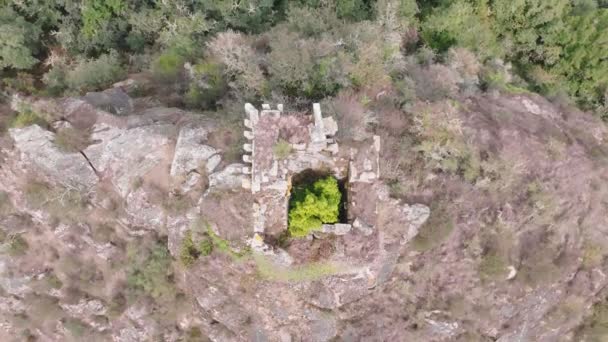 Bird Eye View Torre Sande Province Ourense Ισπανία Drone Shot — Αρχείο Βίντεο