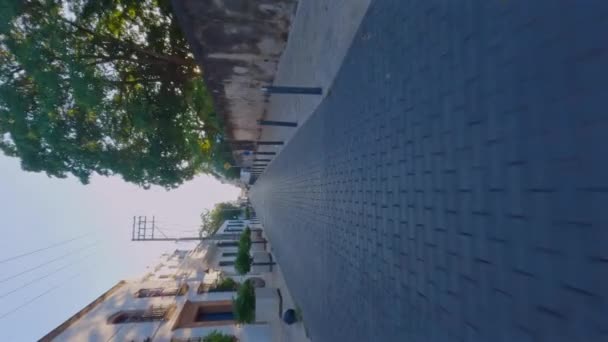 Vuelo Vertical Calle Padre Billini Zona Colonial República Dominicana — Vídeo de stock