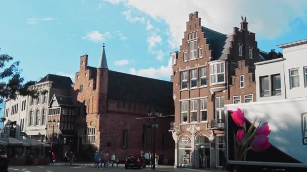Truk Bunga Diparkir Alun Alun Pasar Den Bosch Banyak Orang — Stok Video