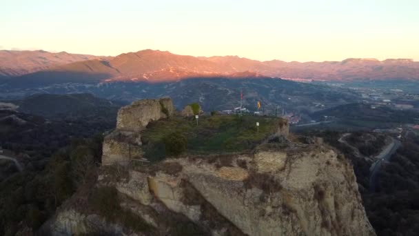 Vista Aérea Castillo Oris Pirineos Montañas España — Vídeos de Stock