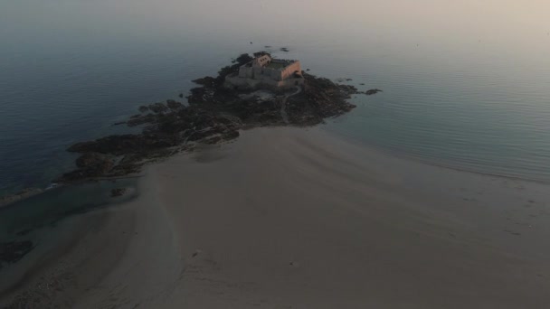 Fort Petit Bei Sonnenuntergang Saint Malo Bretagne Frankreich Luftaufnahme — Stockvideo