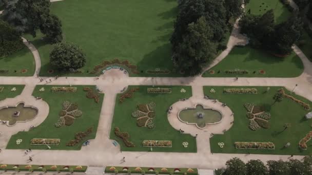 Návrhy Geometrie Thaborských Zahrad Fontánami Záhony Rennes Francii Letecký Shora — Stock video