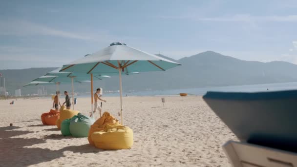 Den Krásné Slunné Pláži Nang Každý Rád Výhled Plave — Stock video