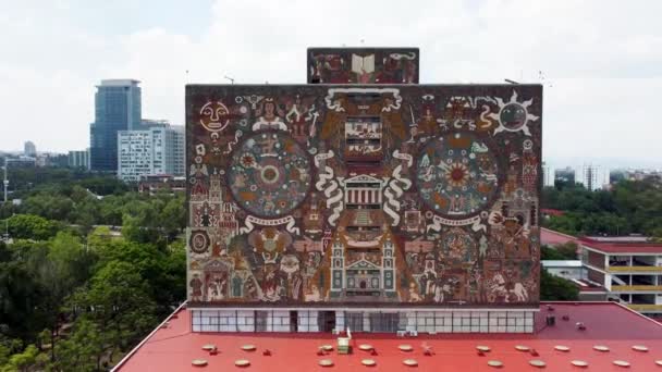 Revealing Unam Main Campus Starting Close Central Library Mural — Stock Video