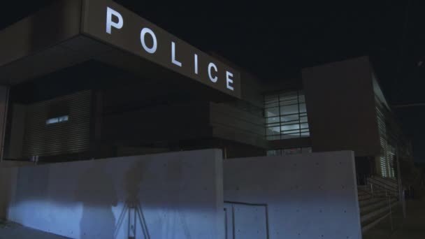 Budynek Policji Centrum Los Angeles Nocy — Wideo stockowe