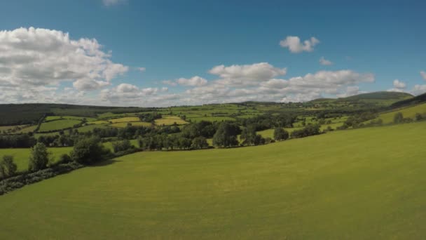 Lentamente Volando Sobre Los Hermosos Campos Verdes Irlanda Una Reciente — Vídeo de stock