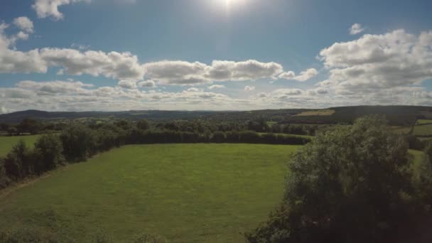 Slowly Flying Out Beautiful Green Rolling Fields Ireland Recent Drought — Stock Video