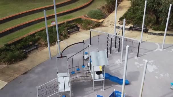 Vista Aerea Che Sale Sopra Parco Giochi Bambini Vuoto Australia — Video Stock