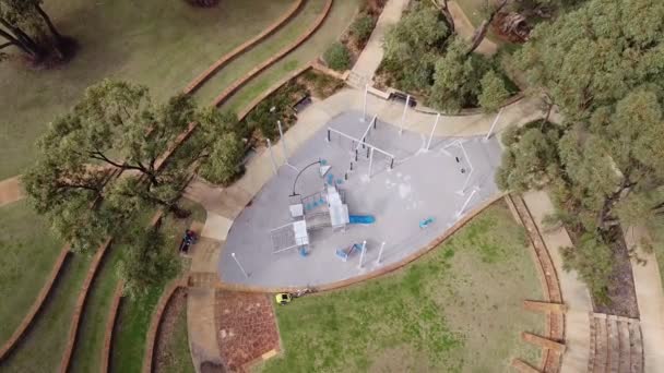 Aerial Tilt View Play Area Las Ramblas Park Perth Australia — Video Stock