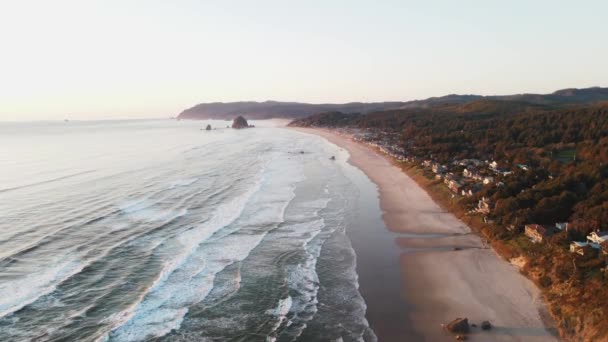 Sunset Drone Shot Beach — Stock video