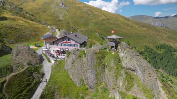 Aerial View Restaurant Grindelwaldblick Kleine Scheidegg Switzerland — Stock Video