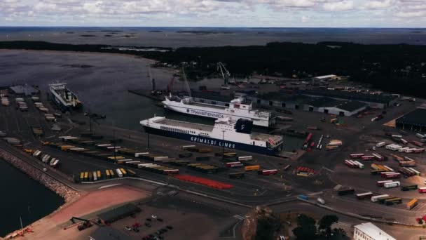 Widok Lotu Ptaka Port Morski Słoneczny Letni Dzień Hanko Finlandia — Wideo stockowe