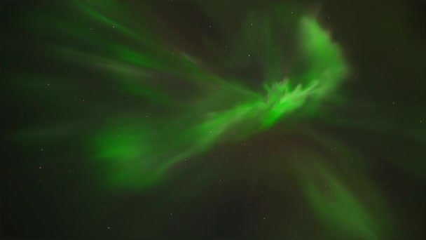 Abajo Hacia Arriba Aurora Boreal Explosión Color Verde Cielo Estrellado — Vídeos de Stock