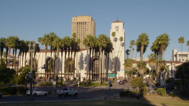 Union Station Downtown Los Angeles Californie Partir Alameda Street Soir — Video