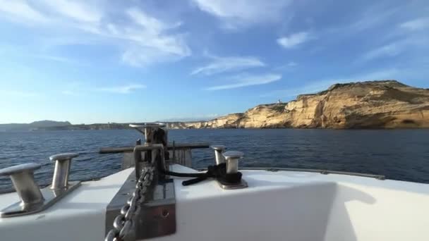 Point View Sailboat Bow Navigating Corsica Island Cliffs Capo Pertusato — Stock Video