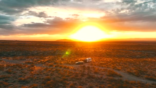 Camper Van Desert Landscape Organ Mountains Las Cruces New Mexico — Stockvideo