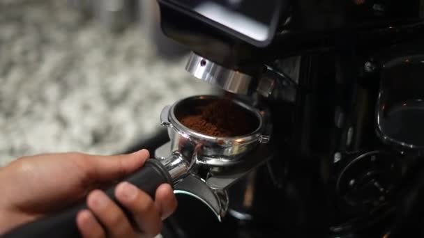 Kafé Espressomaskin Malet Kaffe Kaffebönor — Stockvideo