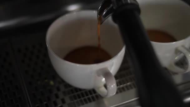 Kawiarnia Ekspres Kawy Dwie Filiżanki Kawy — Wideo stockowe