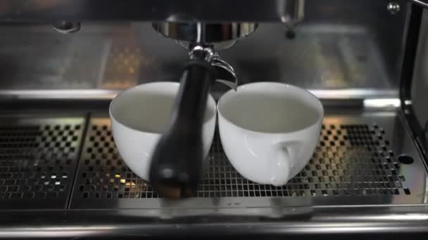 Kafé Espressomaskin Varma Kaffekoppar — Stockvideo
