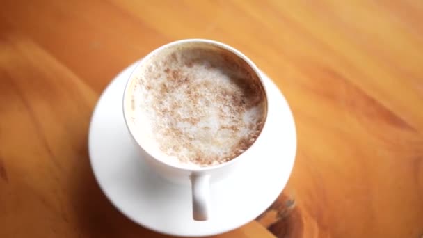 Kafé Espressomaskin Kaffekoppar Bordet — Stockvideo