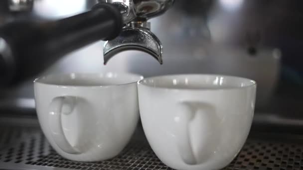 Kafé Espressomaskin Kaffekoppar — Stockvideo