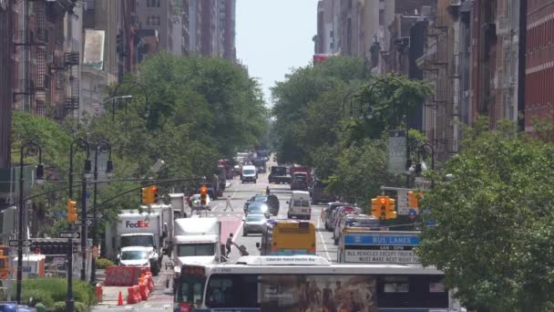 New York City Steet View Busy Time Day — Stock Video