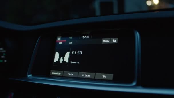 Close Car Stereo Radio Tracking Screen Replacement Green Screen Car — Αρχείο Βίντεο