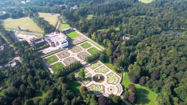 Vue Aérienne Des Jardins Palais Het Loo Aux Pays Bas — Video