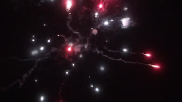 Feux Artifice Volant Dans Les Airs Explosant Devant Ciel Nocturne — Video