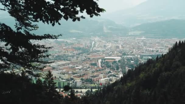 Widok Miasto Innsbruck Tyrol Górach Alpejskich Częściami Starego Miasta Centrum — Wideo stockowe