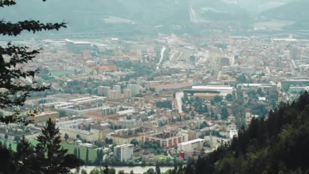 Vista Panorâmica Cidade Innsbruck Tirol Dentro Das Montanhas Alpinas Com — Vídeo de Stock
