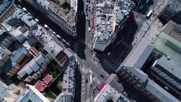 Top Antenn Utsikt Över Paris Takterrass Stadsdel Gatan Avslöjar Lutning — Stockvideo