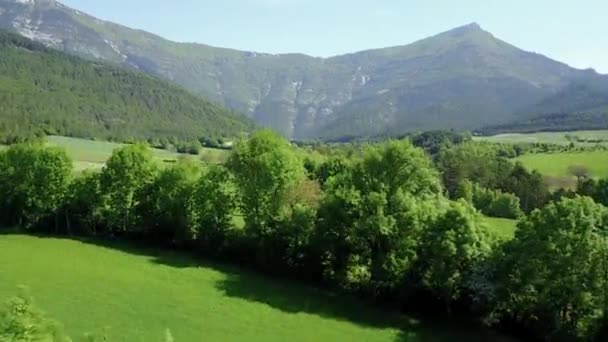 緑豊かな風景と山の完璧な絵ベルサー自然公園 フランス 空中ドローンショット — ストック動画