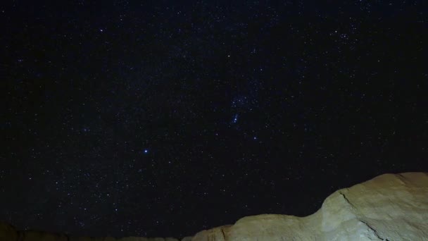 Night Time Lapse Stars Arroyo Tapiado Mud Caves Anza Borrego — Vídeo de stock
