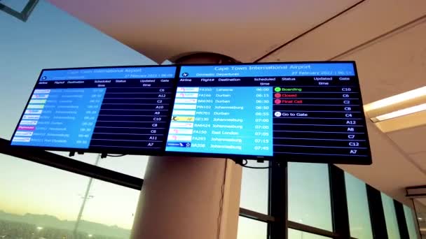 Informacje Lotach Lotnisku Kapsztadzie — Wideo stockowe