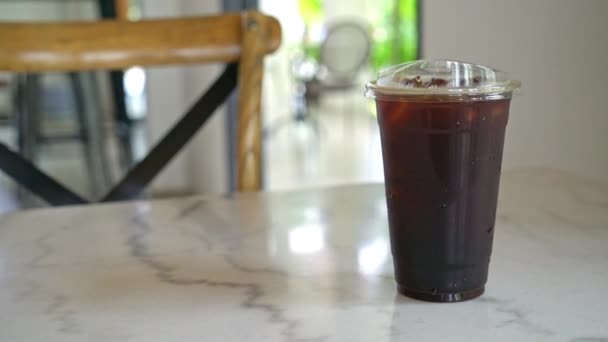 Iced Americano Coffee Long Black Coffee Glass Coffee Shop Cafe — ストック動画