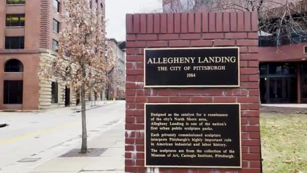 匹兹堡Allegheny登陆标志在街上 — 图库视频影像