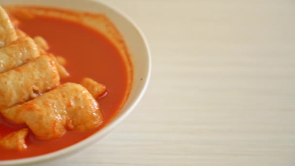 Odeng Korean Fish Cake Skewer Korean Spicy Soup Korean Street — Stok video